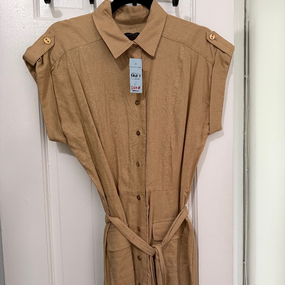 Ann Taylor Linen camel dress BRAND NEW!